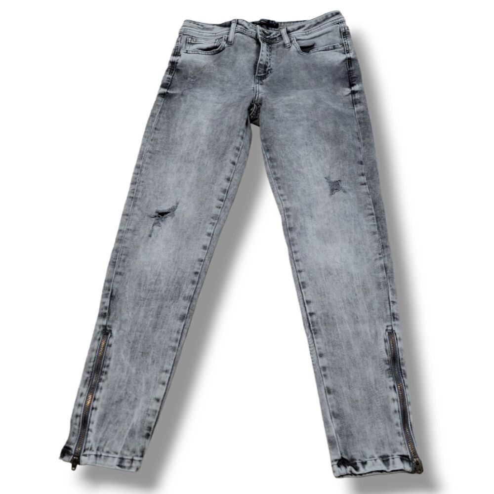 Zara Jeans Size 6 W28"xL27.5" Zara Basic Z1975 Denim Skinny Jeans Ankle Zip Gray